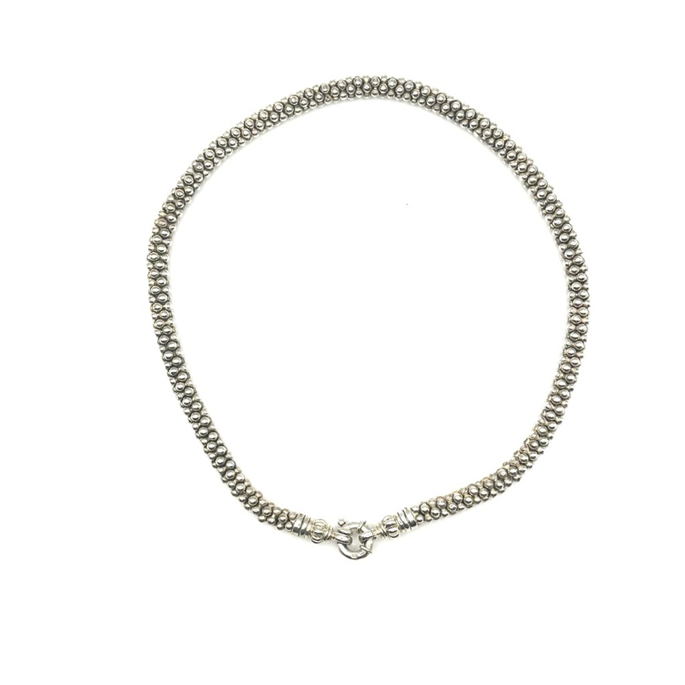 Lagos Caviar Silver Beaded Necklace